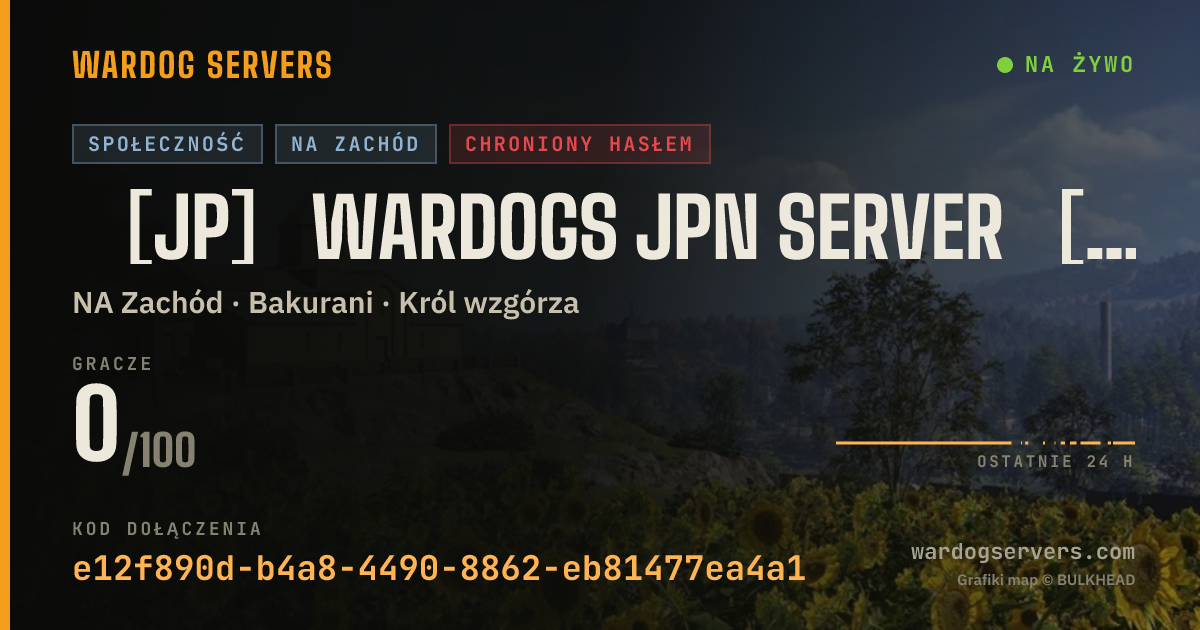 Baner ze statusem na żywo: ［JP］WARDOGS JPN SERVER［日本語限定］