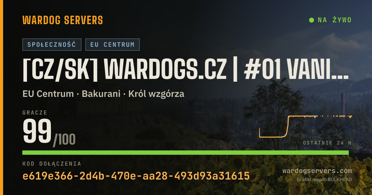 Baner ze statusem na żywo: [CZ/SK] WARDOGS.CZ | #01 VANILLA | discord.gg/wardogsczsk