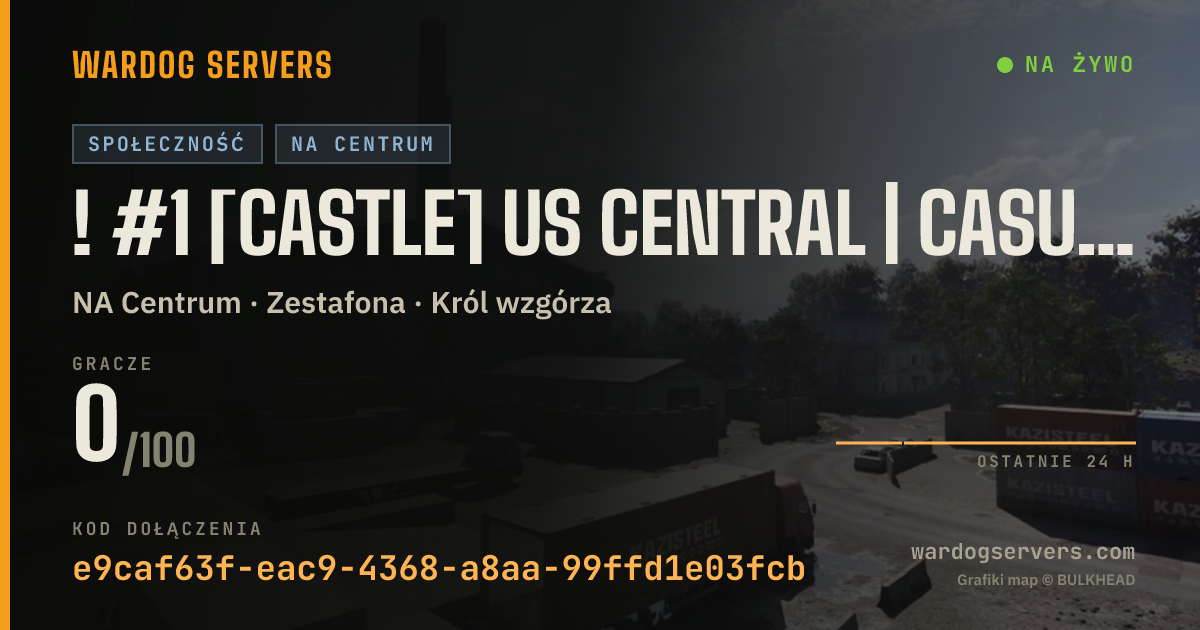 Baner ze statusem na żywo: ! #1 [CASTLE] US CENTRAL | Casual | discord.gg/castledogs