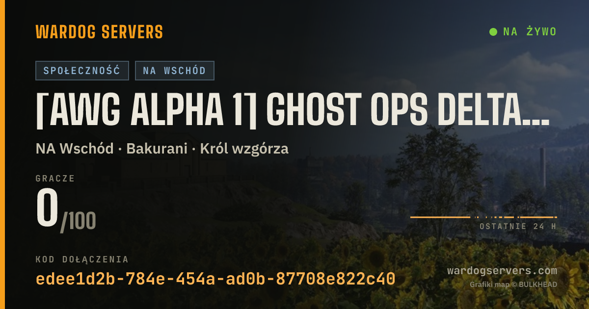 Baner ze statusem na żywo: [AWG Alpha 1] GHOST OPS DELTA | Crossplay | ACTIVE ADMINS | disc
