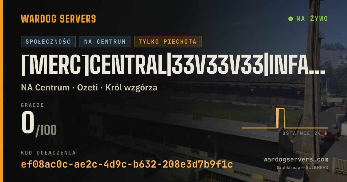 Baner ze statusem na żywo: [Merc]Central|33v33v33|InfantryOnly|Discord.gg/m3rc