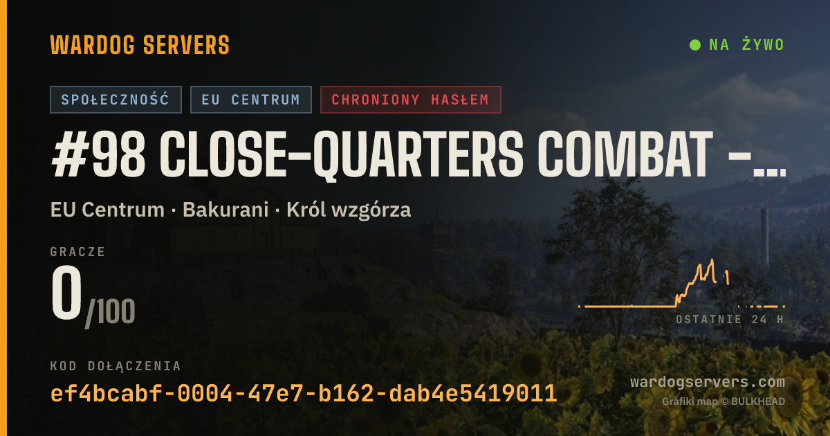 Baner ze statusem na żywo: #98 Close-Quarters Combat - Free Fighting - European Server Infa