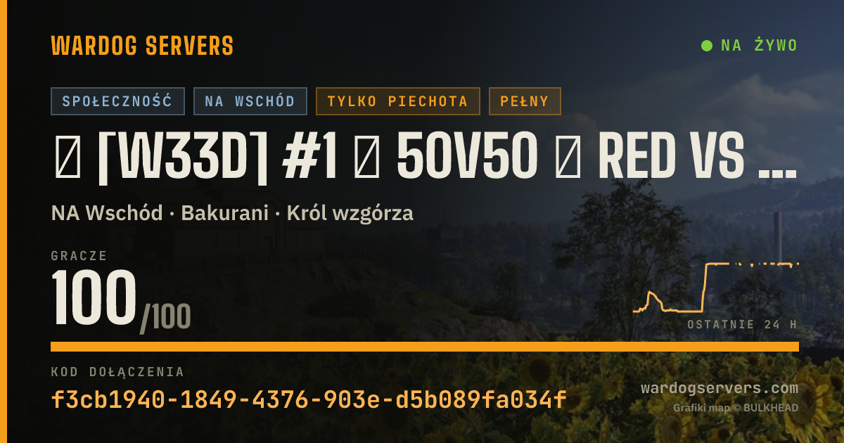 Baner ze statusem na żywo: ★ [W33D] #1 ★ 50v50 ★ RED vs GREEN ★ Wardogs.host