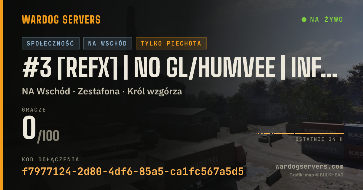 Baner ze statusem na żywo: #3 [ReFx] | NO GL/HUMVEE | INFANTRY ONLY | .gg/refx