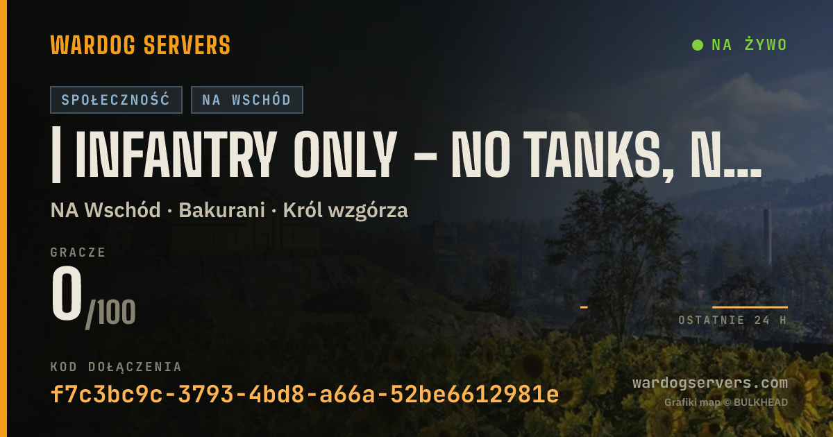 Baner ze statusem na żywo: | Infantry Only - No Tanks, No Helis | discord.gg/ogwardawgsc