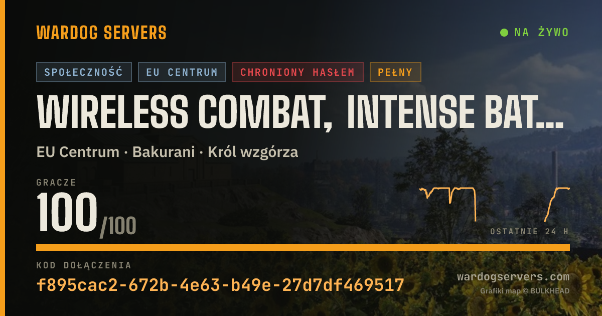 Baner ze statusem na żywo: Wireless combat, intense battles with pure rifles.