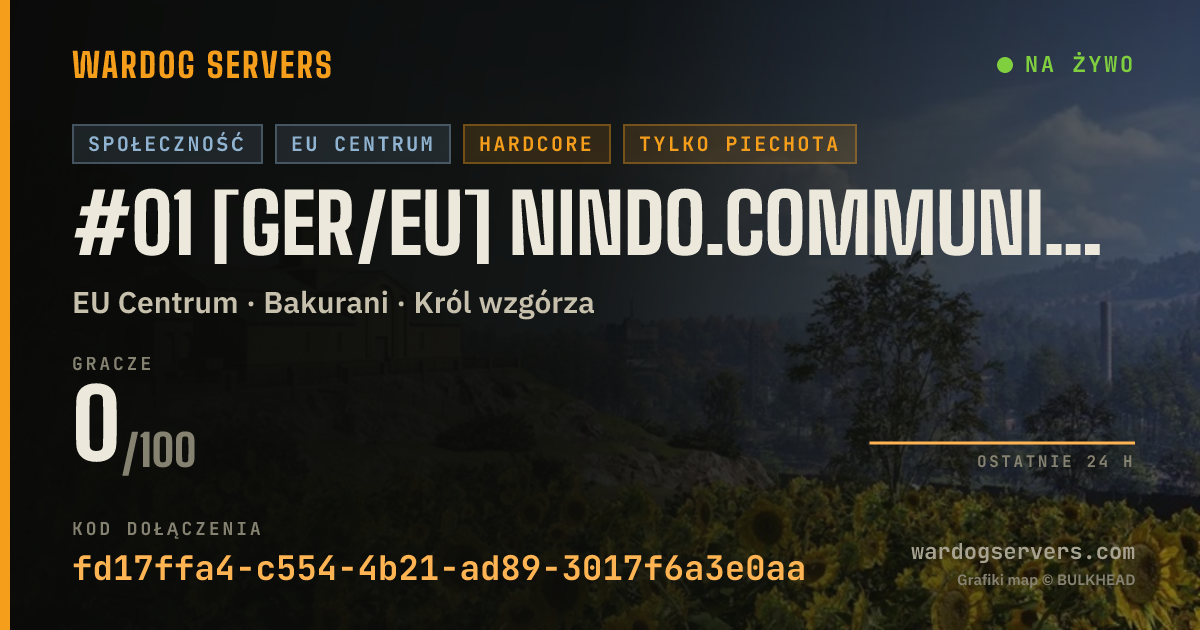 Baner ze statusem na żywo: #01 [GER/EU] Nindo.Community Server || INFANTRY + HARDCORE