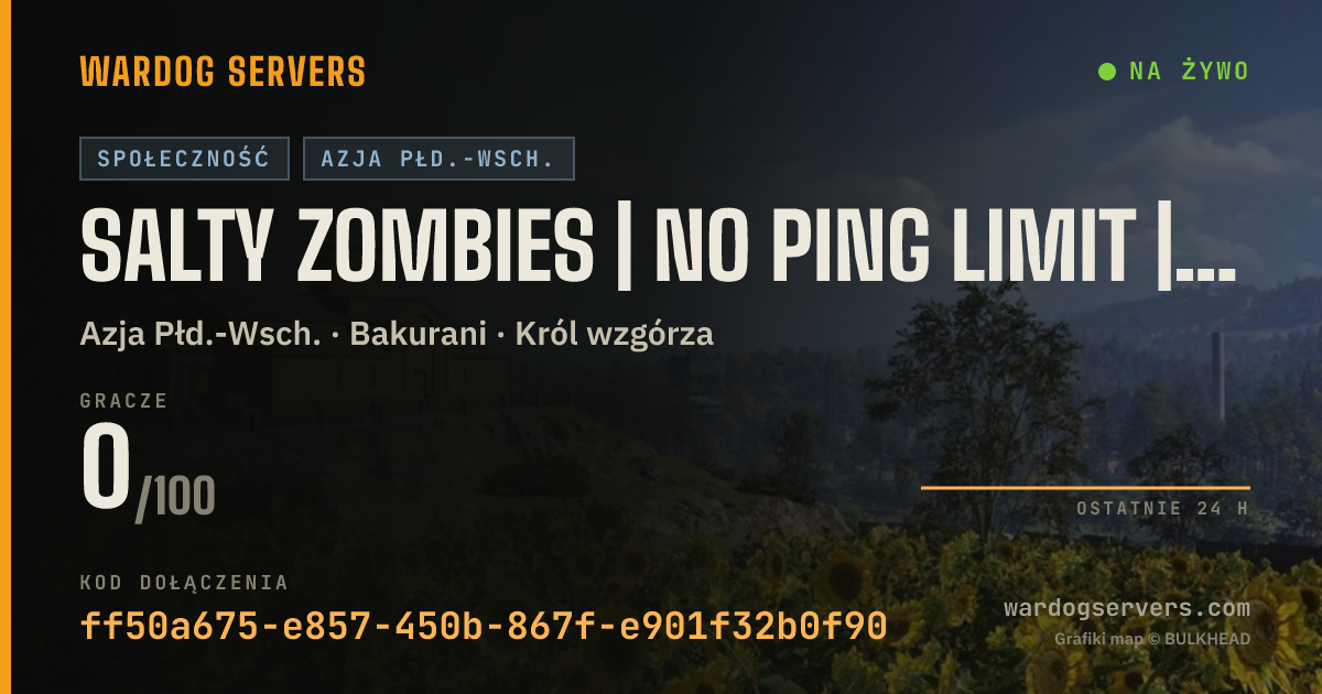 Baner ze statusem na żywo: SALTY ZOMBIES | NO PING LIMIT | ENGLISH | 24/7 ADMINS