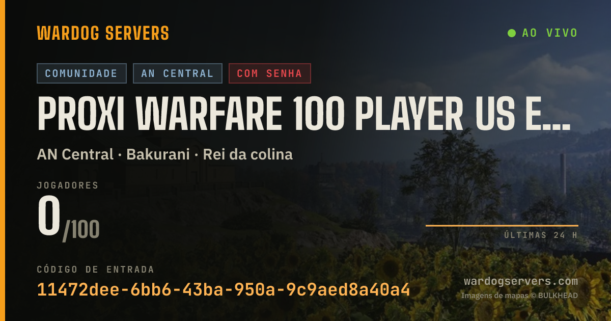Banner de status ao vivo de PROXI WARFARE 100 PLAYER US EAST