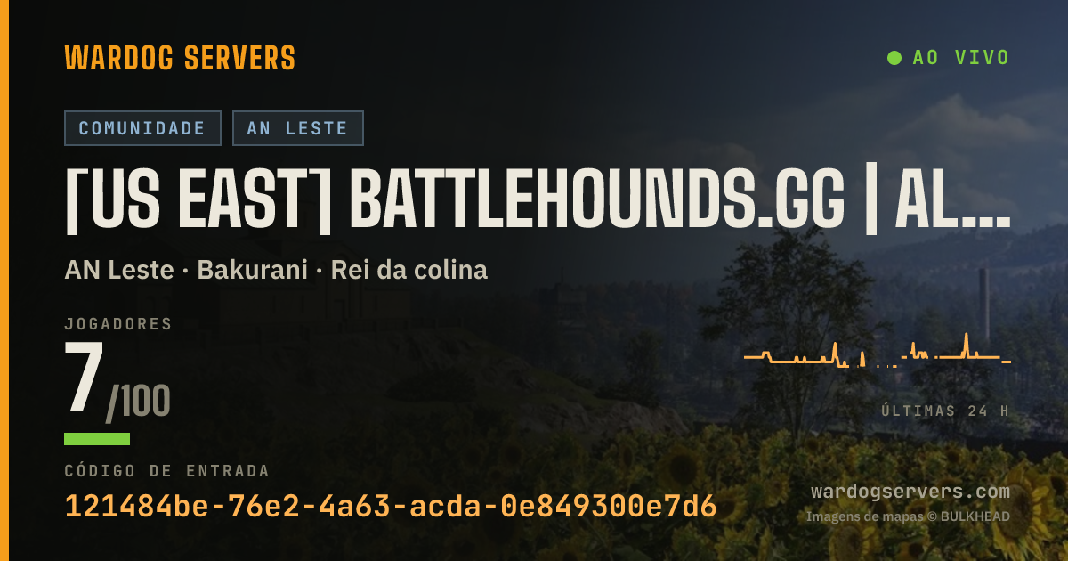 Banner de status ao vivo de [US EAST] BATTLEHOUNDS.GG | ALL MAPS | LEVEL 50 MAX