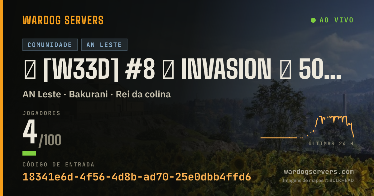 Banner de status ao vivo de ★ [W33D] #8 ★ INVASION ★ 50v50 ★ RED vs GREEN ★ Wardogs.host