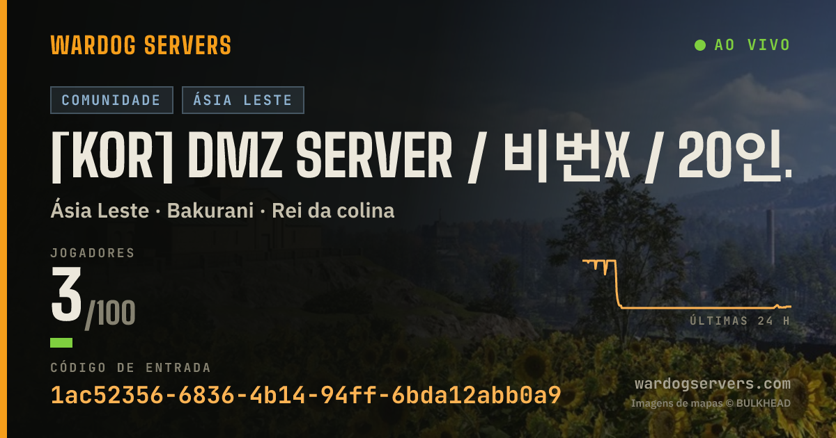 Banner de status ao vivo de [KOR] DMZ SERVER / 비번x / 20인 시작 / 규칙->디스코드