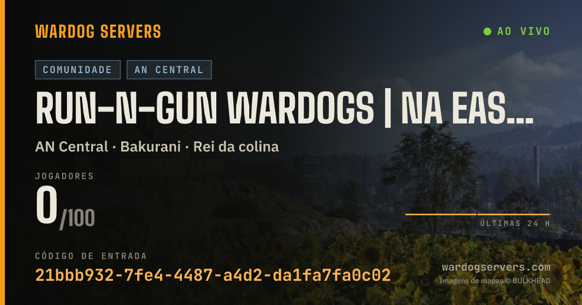 Banner de status ao vivo de Run-N-Gun WarDogs | NA East | 20s Tick | New Player Friendly