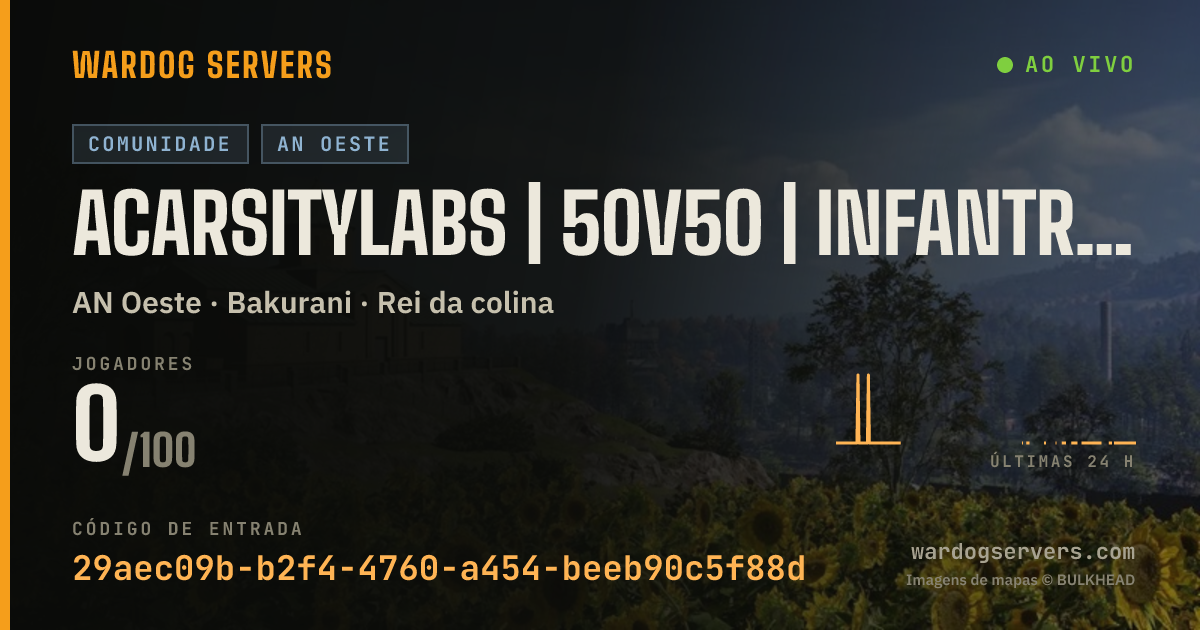 Banner de status ao vivo de AcarsityLabs | 50v50 | Infantry Only |