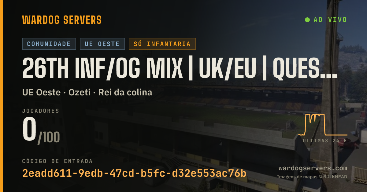 Banner de status ao vivo de 26TH INF/OG MIX | UK/EU | QUESTS | DISCORD.GG/26THBG