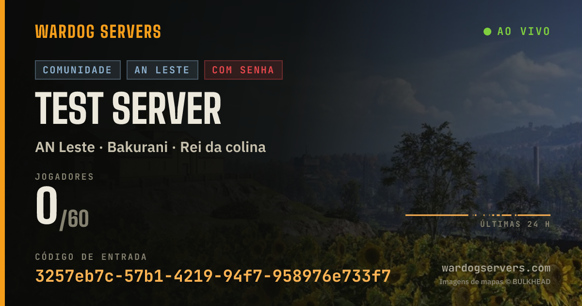 Banner de status ao vivo de Test Server