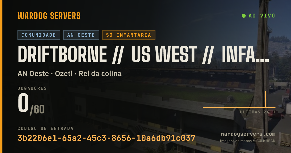 Banner de status ao vivo de Driftborne // US WEST // INFANTRY ONLY