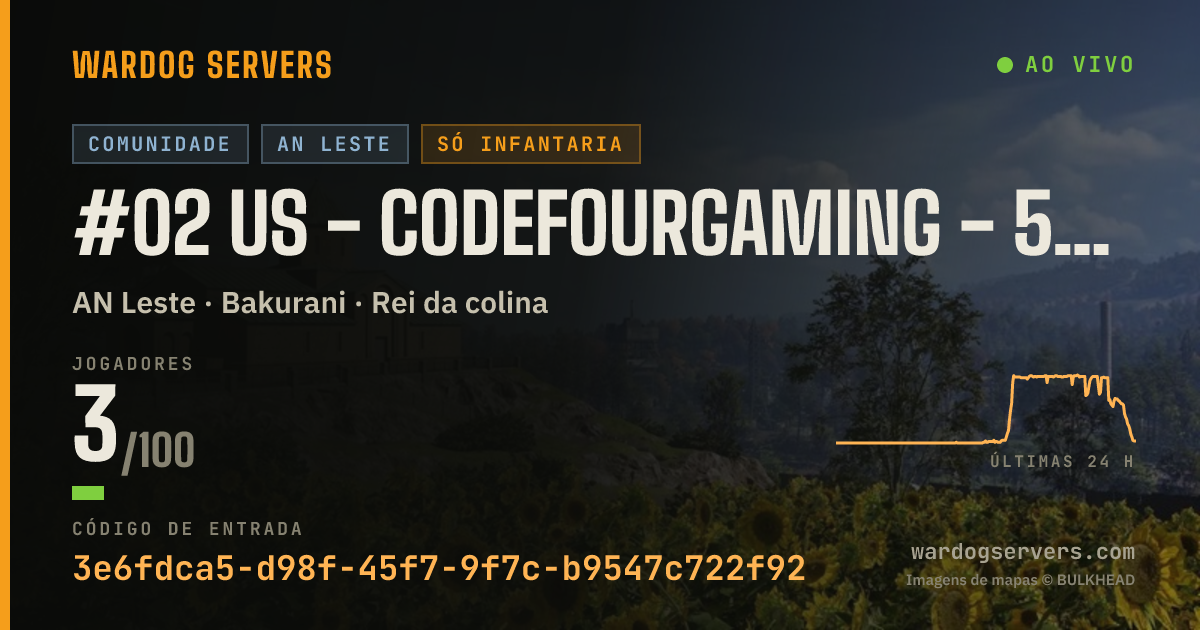 Banner de status ao vivo de #02 US - CodeFourGaming - 50v50 Infantry - discord.gg/c4g