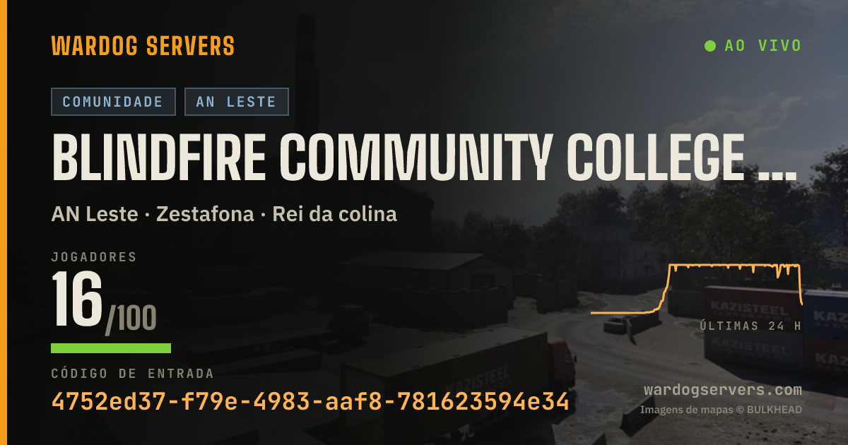 Banner de status ao vivo de Blindfire Community College | discord.blindfire.gg