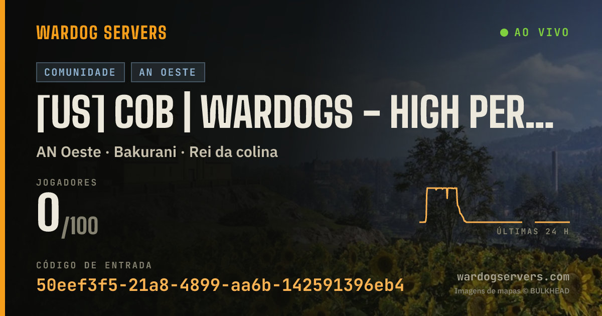 Banner de status ao vivo de [US] CoB | Wardogs - High Performance | 100 Player
