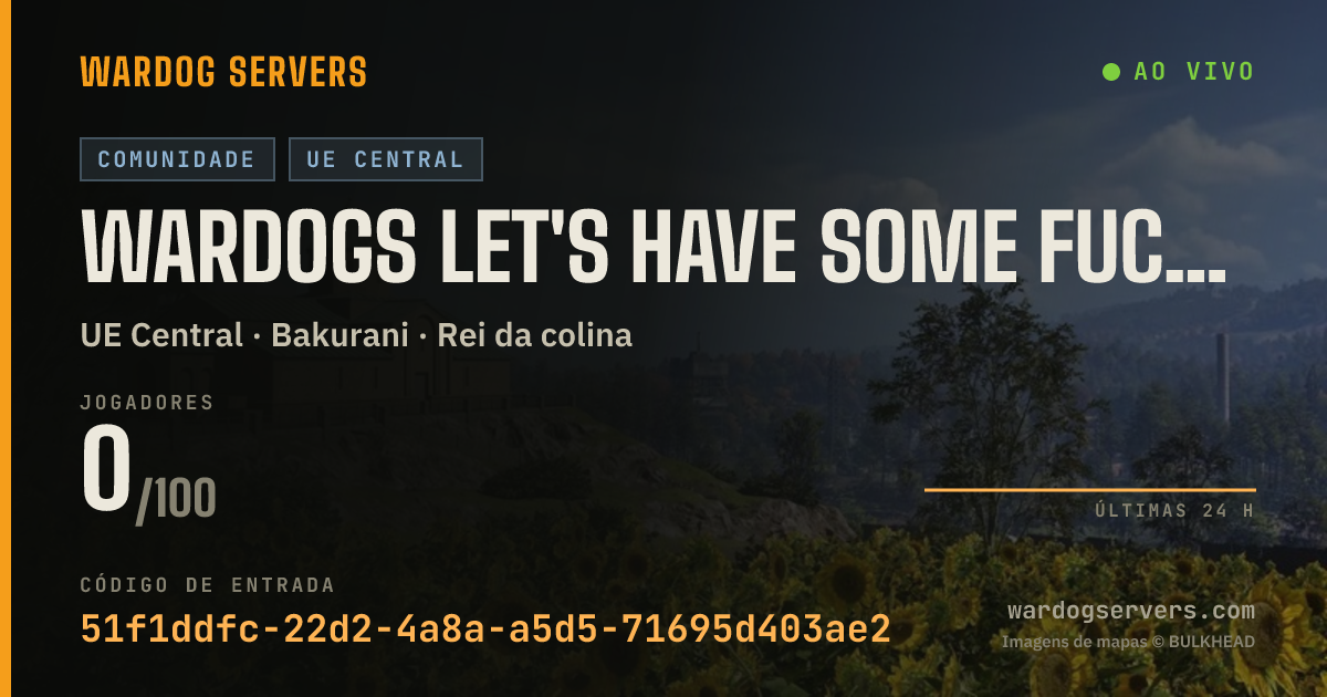 Banner de status ao vivo de WARDOGS Let's have some fucking fun.