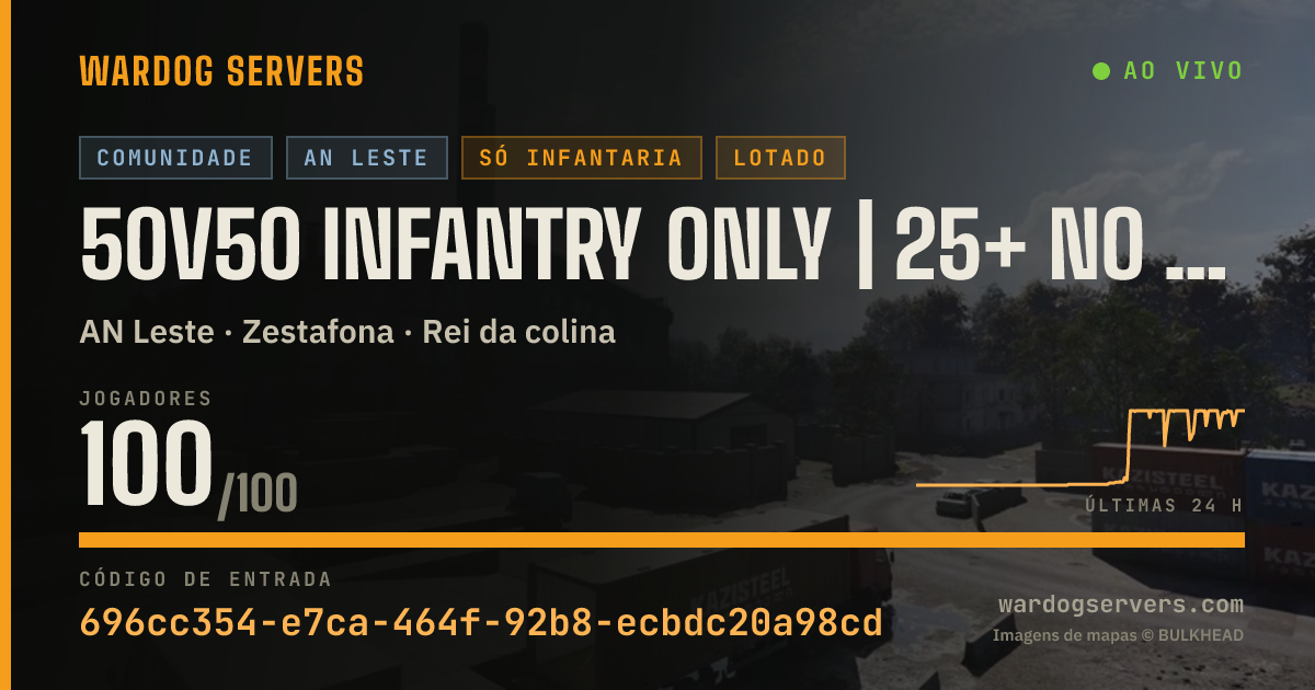 Banner de status ao vivo de 50v50 infantry only | 25+ no girls allowed | NO GL HELI