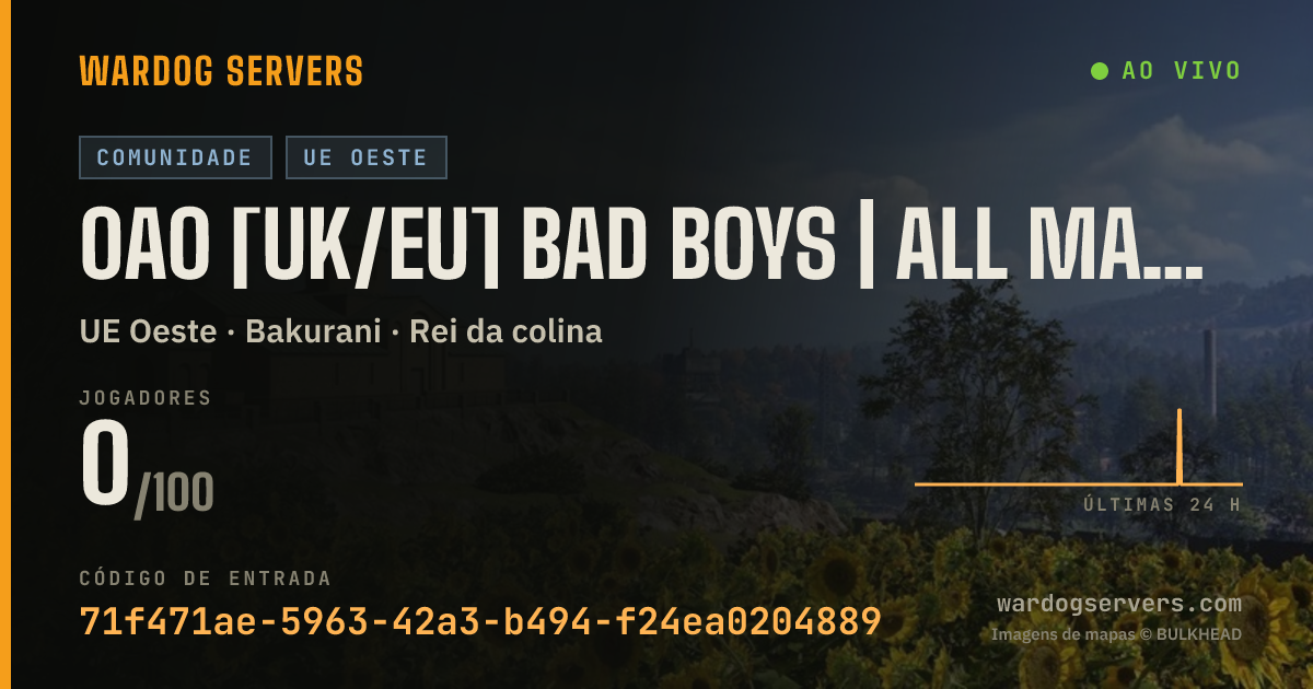 Banner de status ao vivo de 0A0 [UK/EU] Bad Boys | All Maps | Discord: badboyswardogs.co.uk
