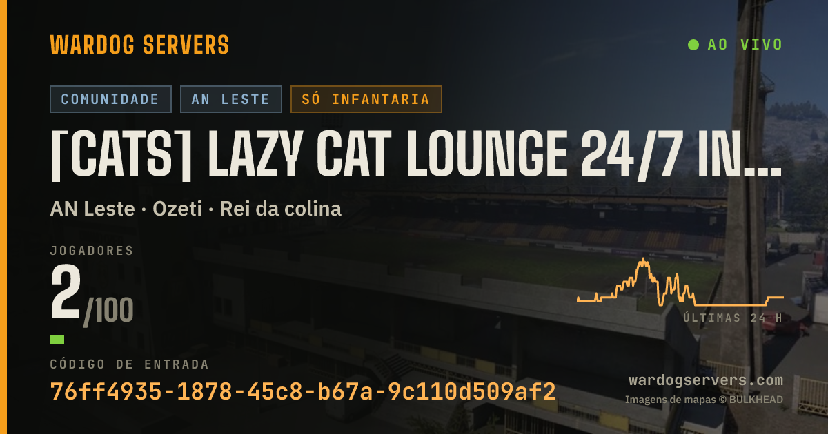 Banner de status ao vivo de [CATS] Lazy Cat Lounge 24/7 INFANTRY | discord.gg/warcats