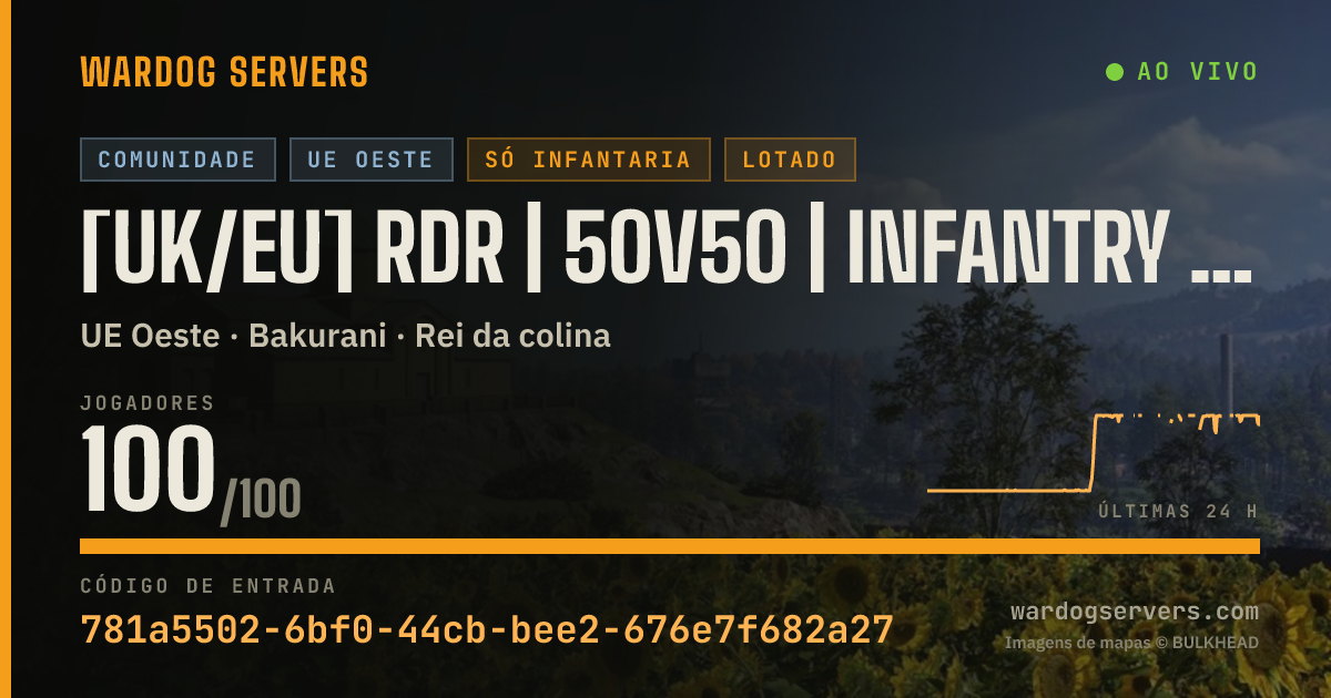 Banner de status ao vivo de [UK/EU] RDR | 50v50 | Infantry | Discord.gg/rdrwardogs