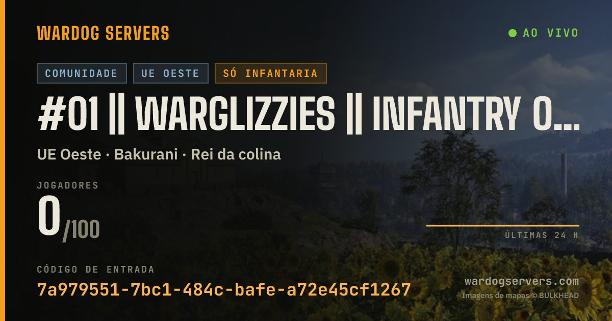 Banner de status ao vivo de #01 || WARGLIZZIES || INFANTRY ONLY || ALL SIZES WELCOME