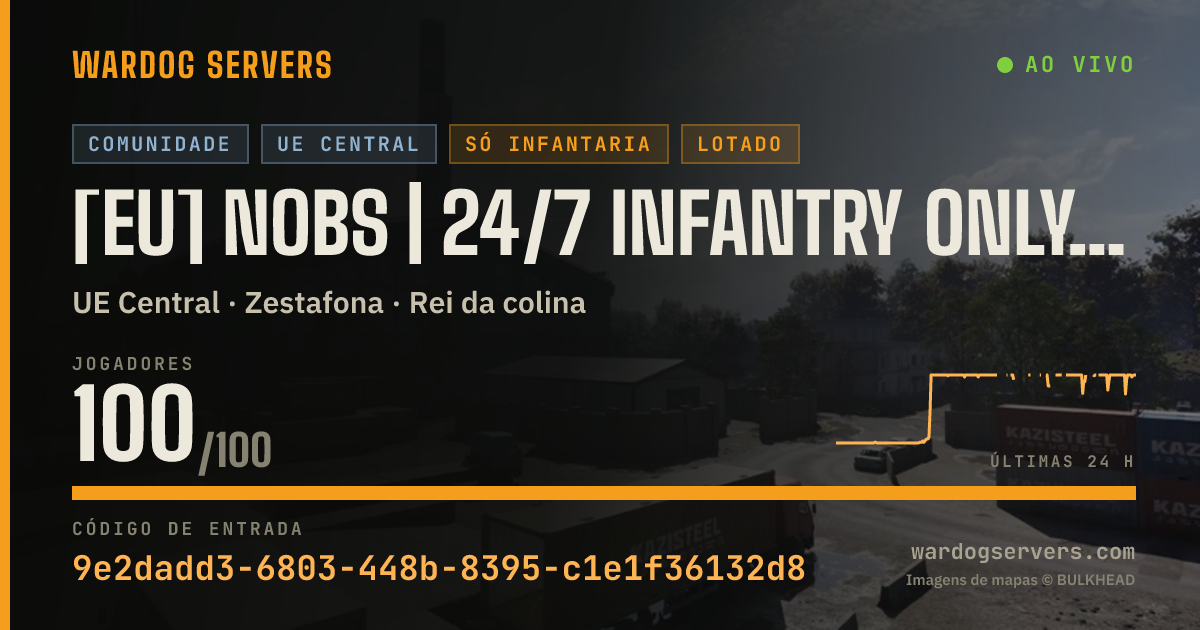 Banner de status ao vivo de [EU] NoBS | 24/7 Infantry Only | Discord.gg/NoBS | Max 180ms