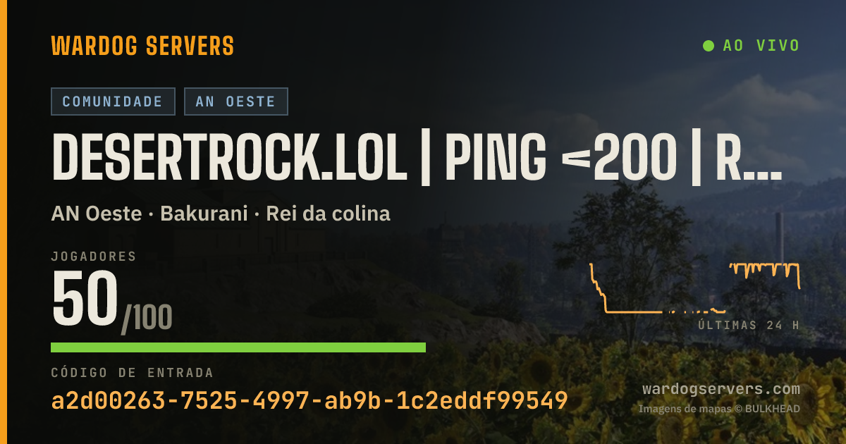 Banner de status ao vivo de DesertRock.lol | Ping <200 | Rain + New Spawns |