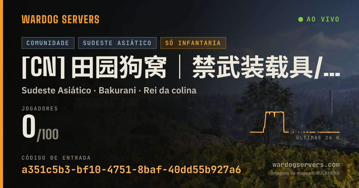 Banner de status ao vivo de [CN] 田园狗窝｜禁武装载具/榴弹炮/圈外活动｜高强度反作弊｜QQ群：812619268