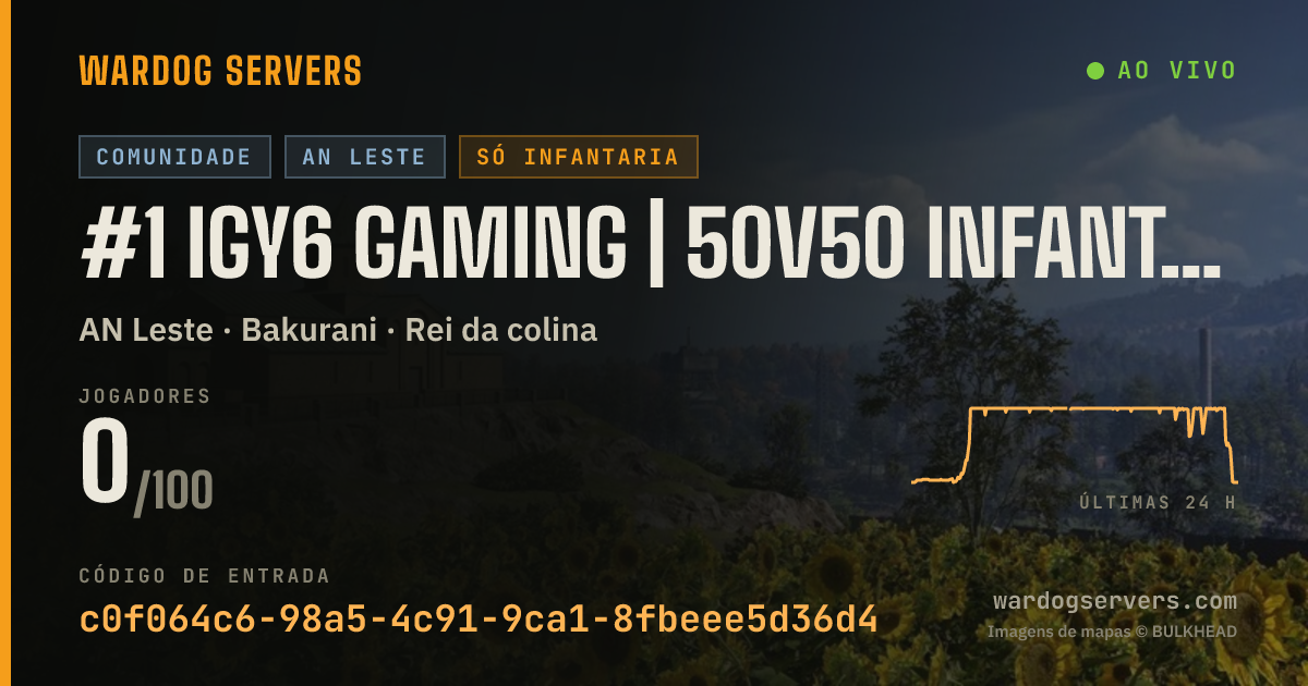 Banner de status ao vivo de #1 IGY6 GAMING | 50v50 INFANTRY | NO GL HELI | DISCORD.GG/IGY6