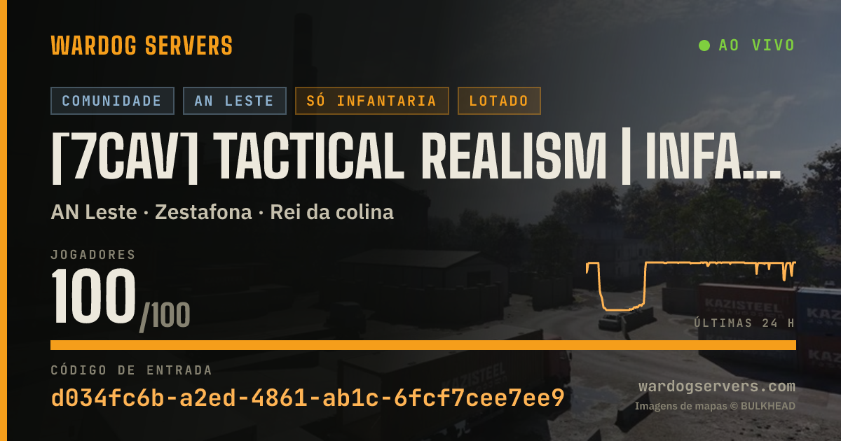 Banner de status ao vivo de [7CAV] Tactical Realism | Infantry Only NO MGL+HELI | discord.gg