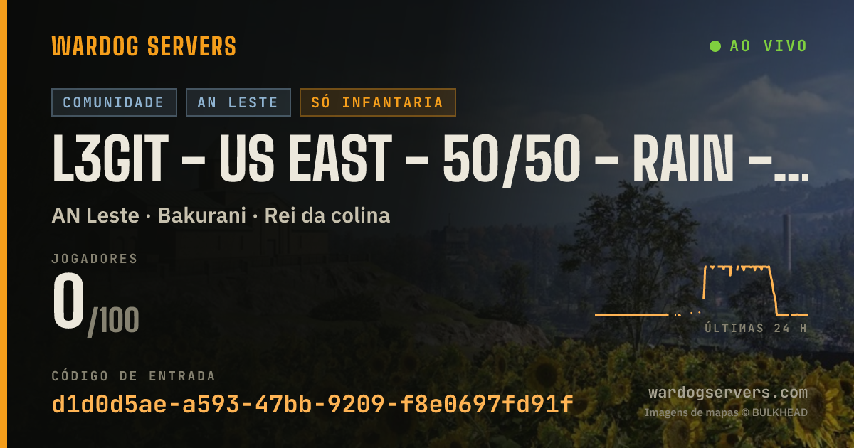 Banner de status ao vivo de L3git - US EAST - 50/50 - Rain - Infantry - Rconhub.gg