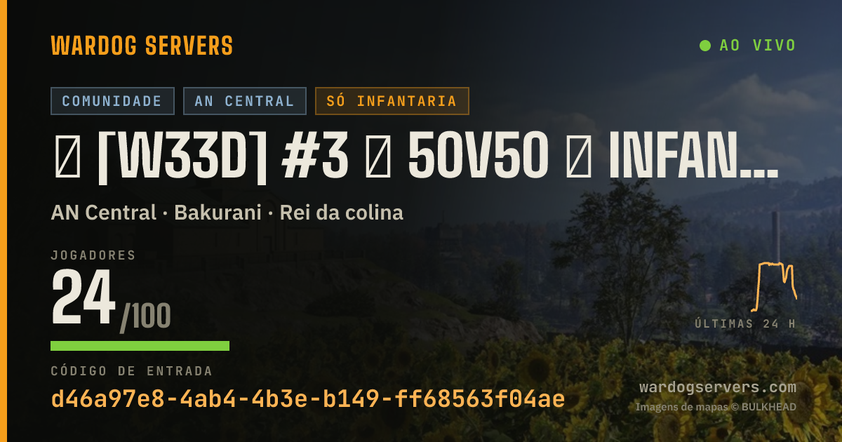 Banner de status ao vivo de ★ [W33D] #3 ★ 50v50 ★ INFANTRY ★ CUSTOM ★ Wardogs.host