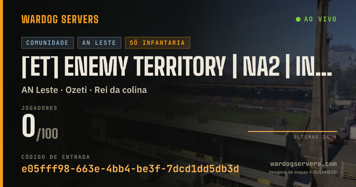 Banner de status ao vivo de [ET] Enemy Territory | NA2 | INF ONLY | ds.gg/enemyterritory