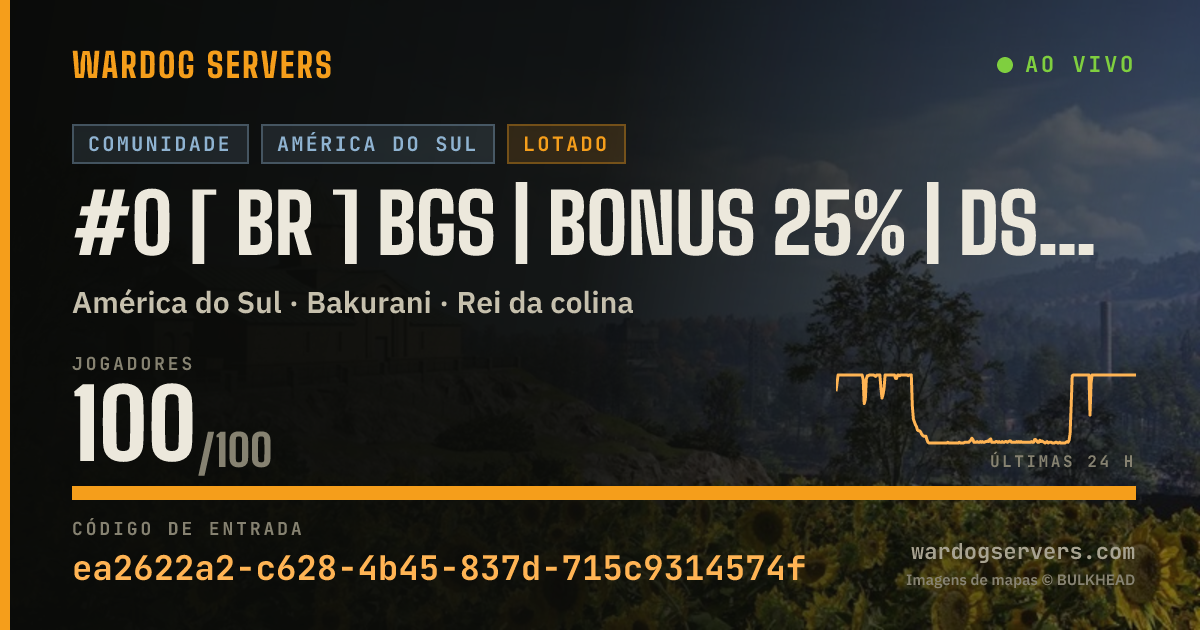 Banner de status ao vivo de #0 [ BR ] BGS | BONUS 25% | dsc.gg/bgswardogs