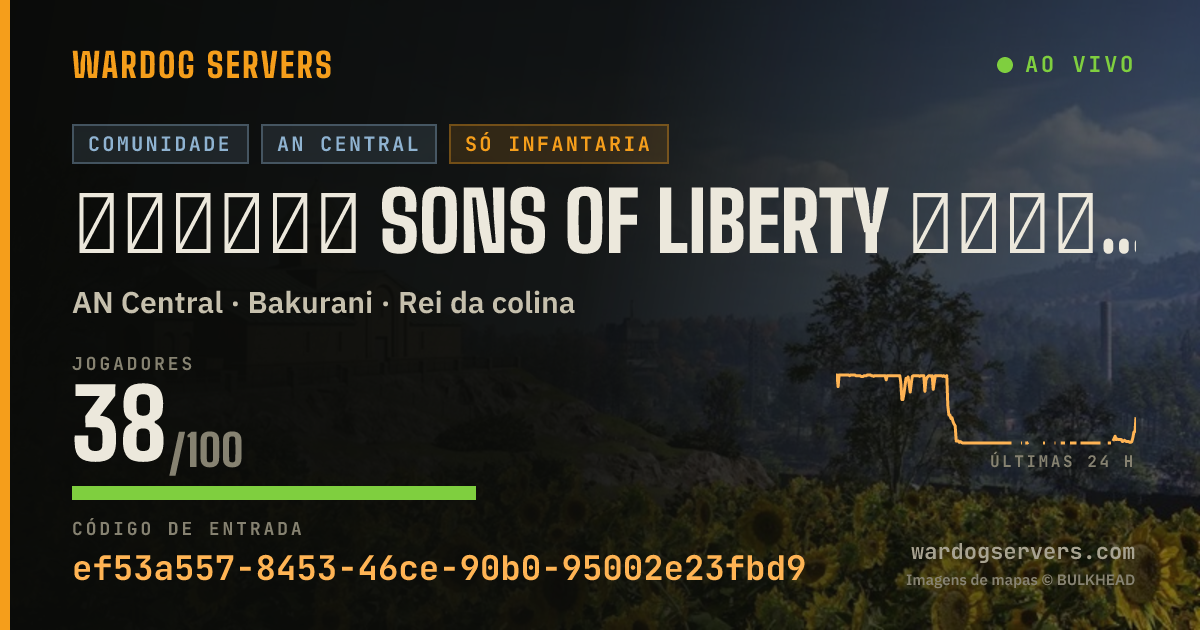 Banner de status ao vivo de ▁▂▃▅▆▇ SONS OF LIBERTY ▇▆▅▃▂▁ 50v50 Infantry Auto200+PingKick
