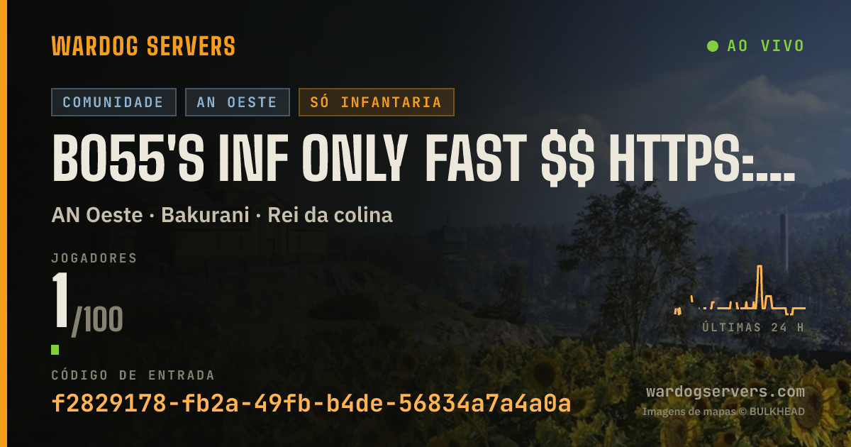 Banner de status ao vivo de B055's Infantry only server https://discord.gg/JuBEjCNhf3