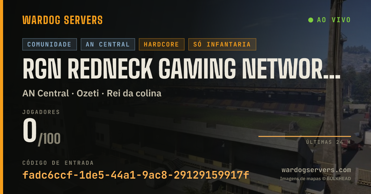 Banner de status ao vivo de RGN Redneck Gaming Network | Active Admins | Infantry 24/7 ALLMA