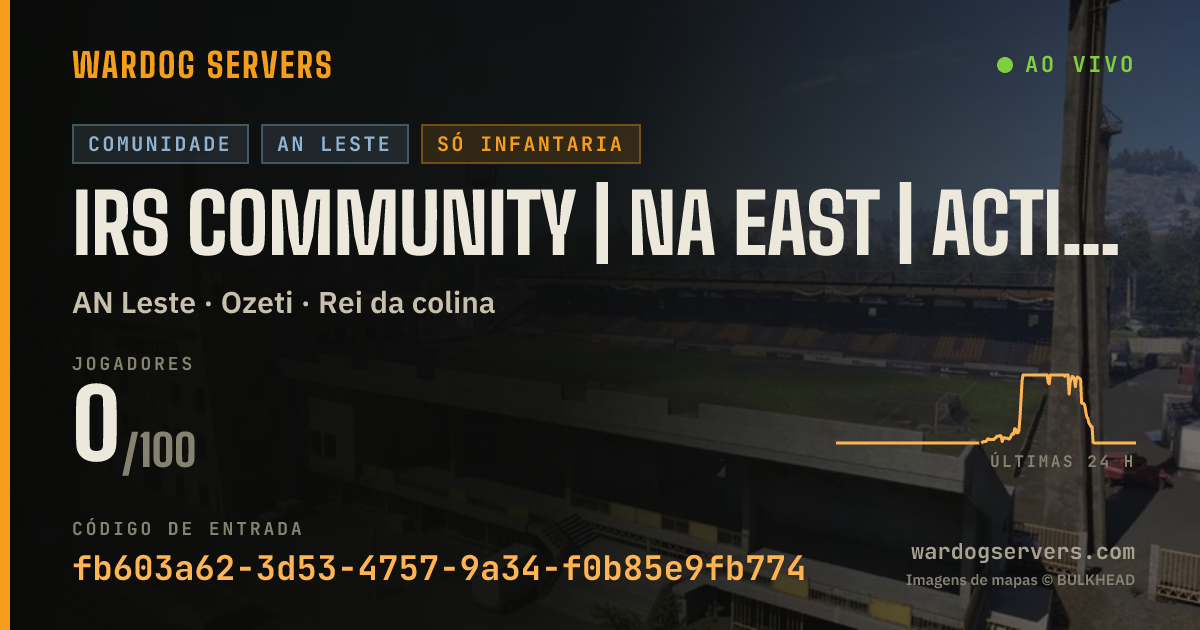 Banner de status ao vivo de IRS Community | NA EAST | Active Admins 50v50