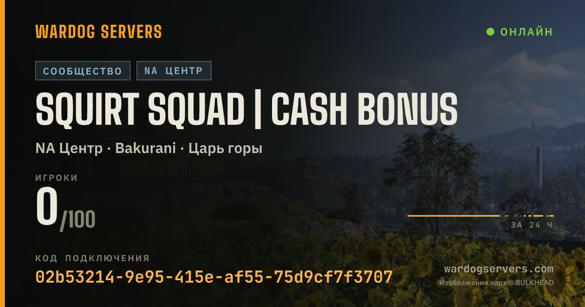 Баннер статуса сервера Squirt Squad | Cash Bonus