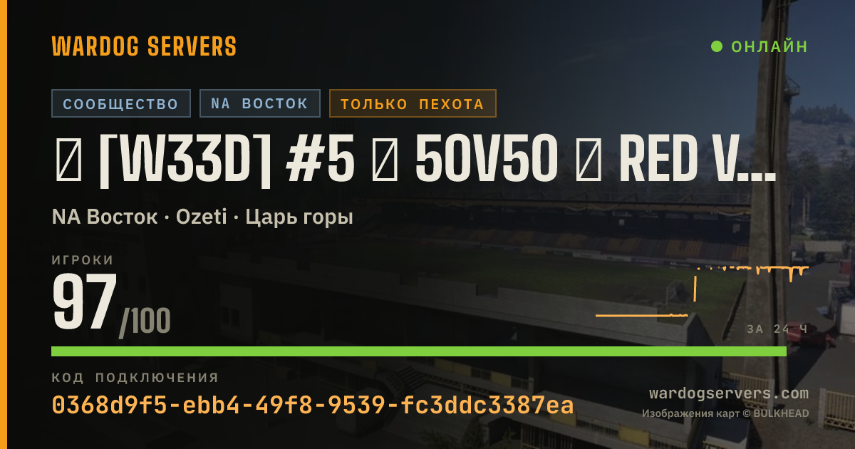 Баннер статуса сервера ★ [W33D] #5 ★ 50v50 ★ RED vs GREEN ★ RAIN ONLY ★ Wardogs.host