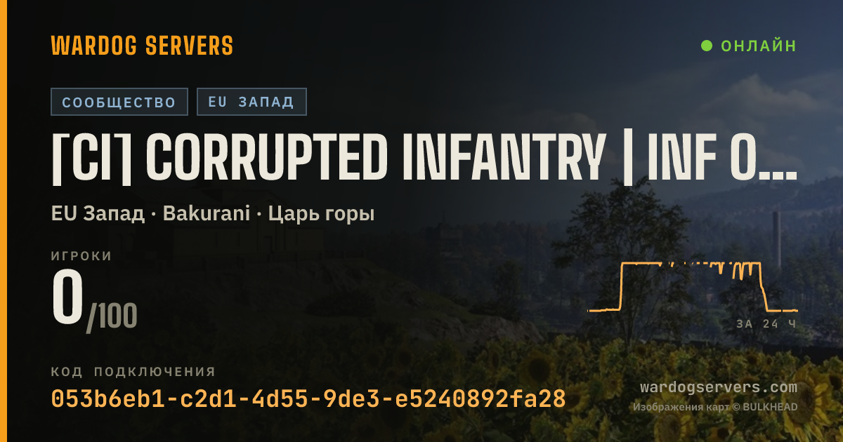 Баннер статуса сервера [CI] Corrupted Infantry | Inf Only #1 |No Heli/GL| discord.gg/ci