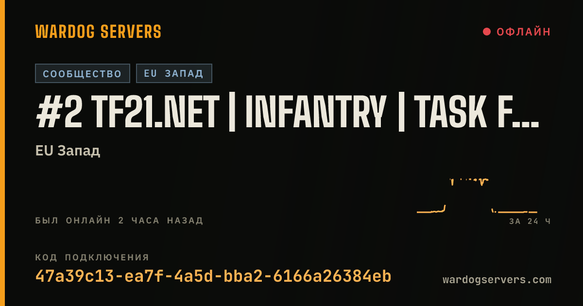 Баннер статуса сервера #2 TF21.NET | INFANTRY | Task Force 21 | Earn Prio | .gg/TF21