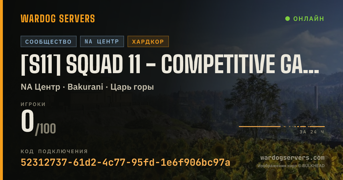 Баннер статуса сервера [S11] Squad 11 - Competitive Gaming - Active Admins