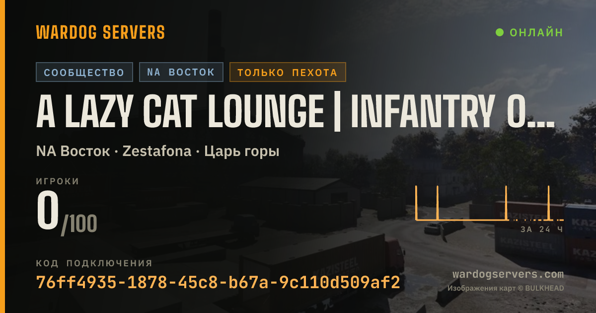Баннер статуса сервера A Lazy Cat Lounge | Infantry Only | discord.gg/warcats