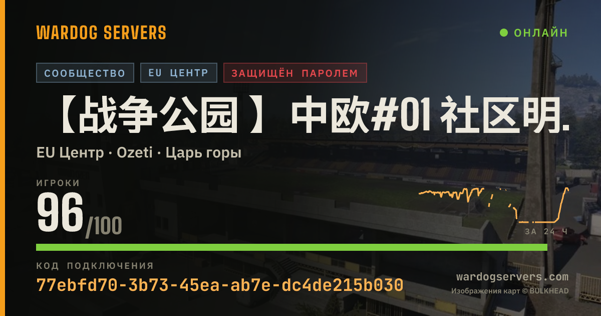 Баннер статуса сервера 【战争公园 】中欧#01 社区明星服务器 认准唯一QQ群69778645